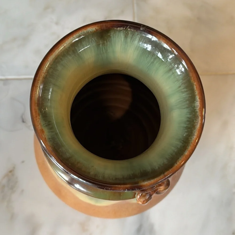 Manuel Garcia Arroyo Signed Pottery Brown & Green Glazed Ceramic Vase